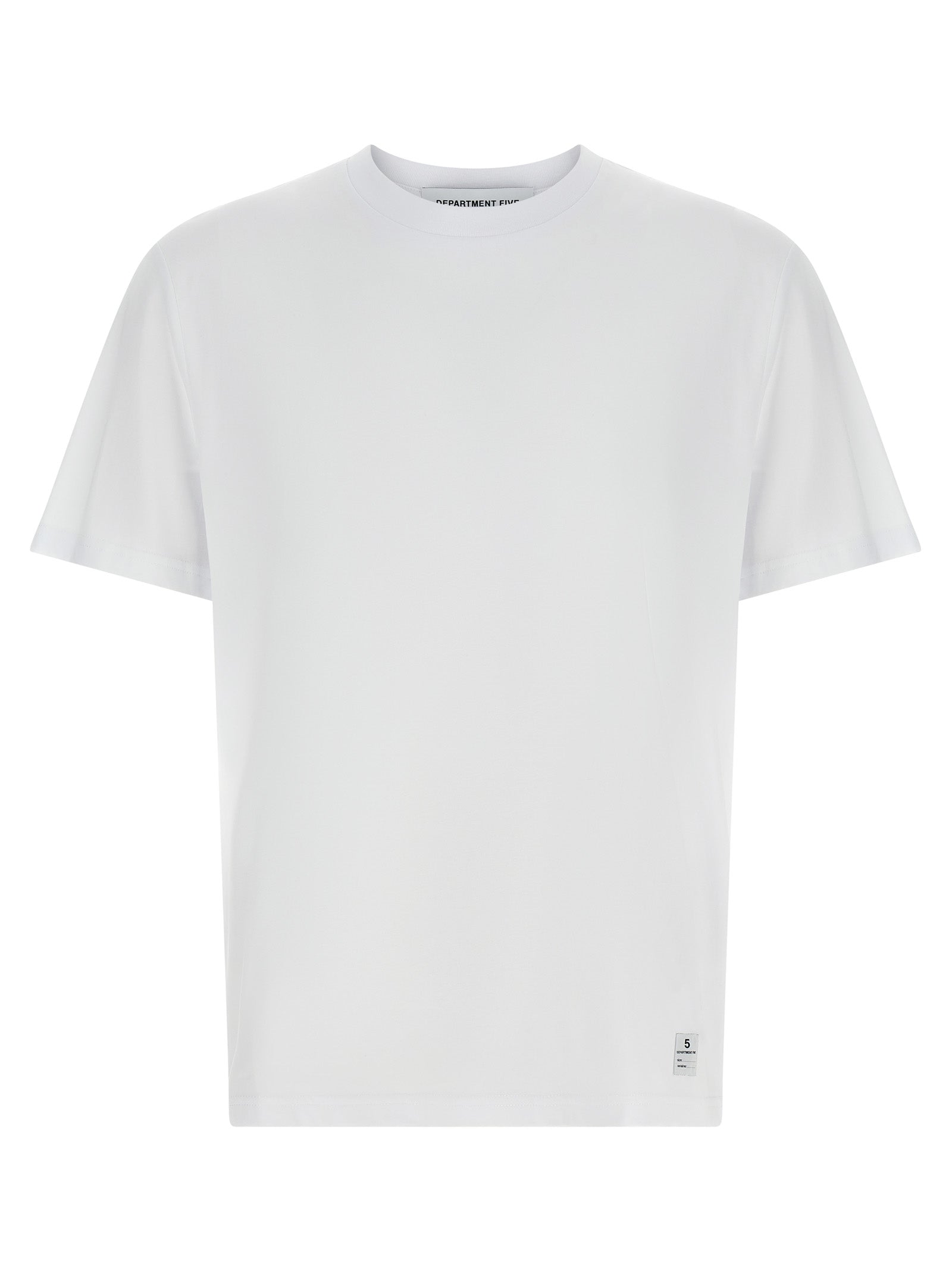 T-Shirt by Department 5 for men in organic cotton white & print showcases a fashionable silhouette, elegantly detailed with a fashionable short-sleeve and crew neckline for a sophisticated, high-fashion look.
