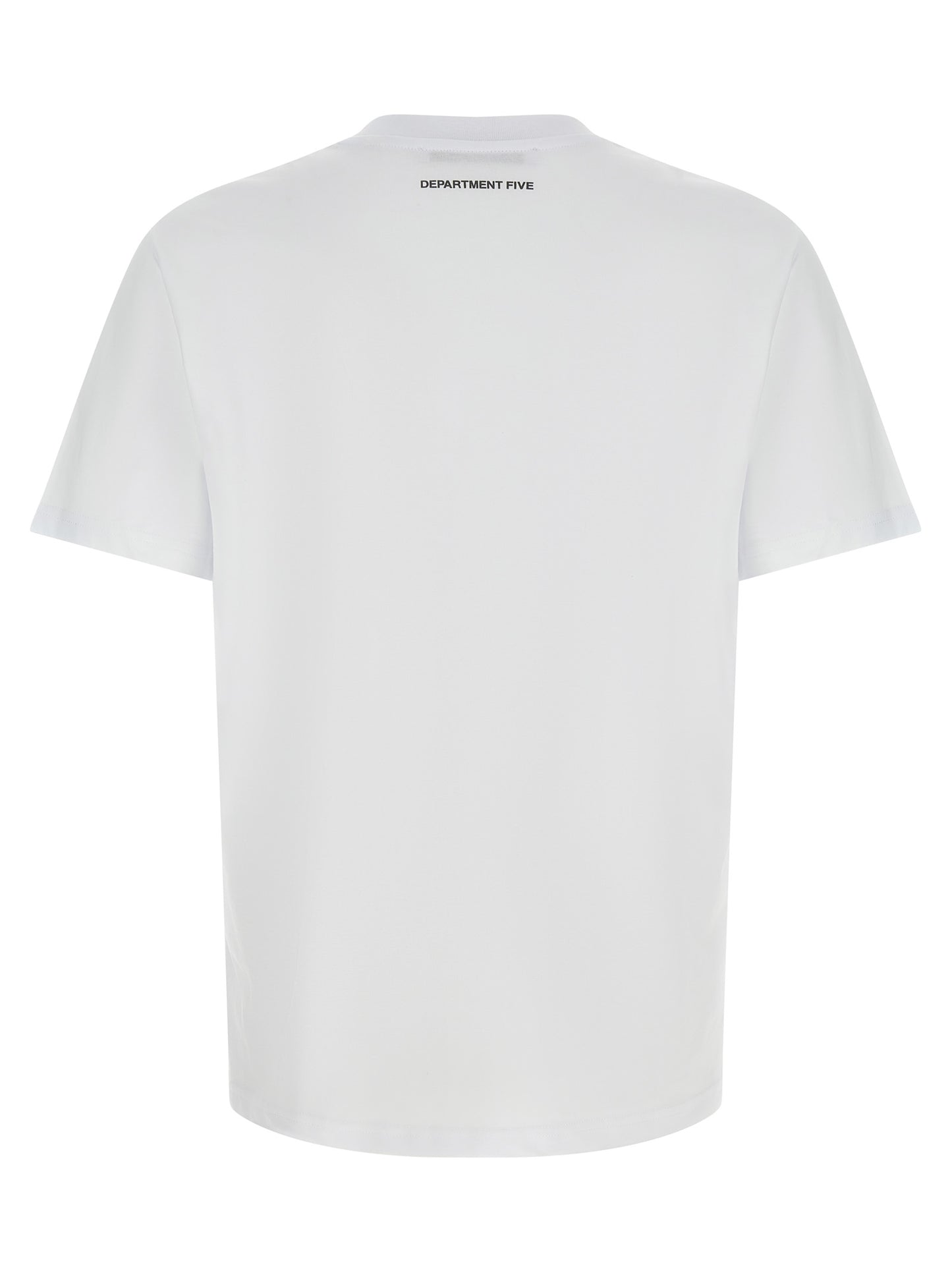 T-Shirt by Department 5 for men in organic cotton white & print features a plush silhouette, showcasing a sophisticated crew neckline and for a truly plush finish.