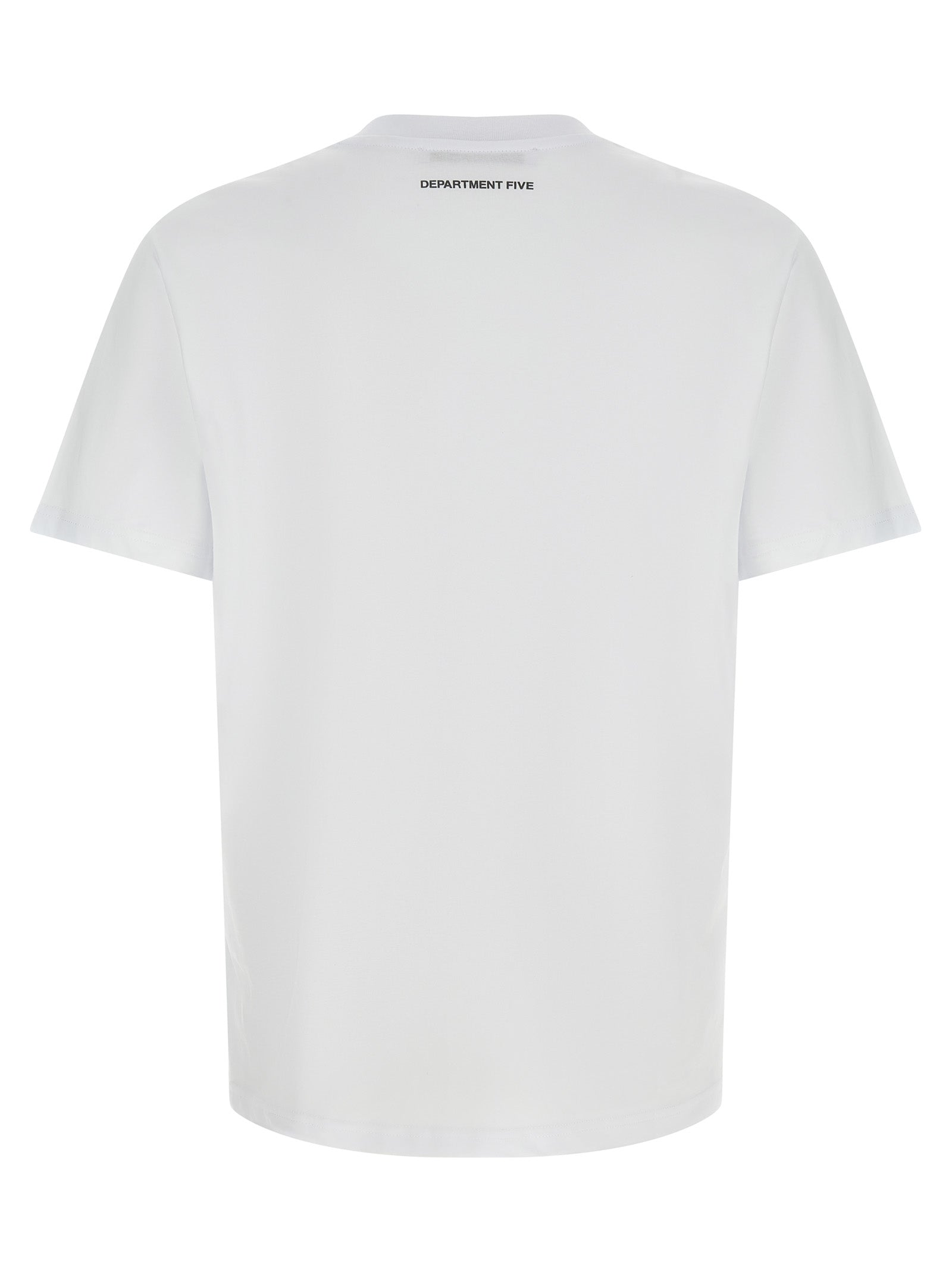 T-Shirt by Department 5 for men in organic cotton white & print features a plush silhouette, showcasing a sophisticated crew neckline and for a truly plush finish.