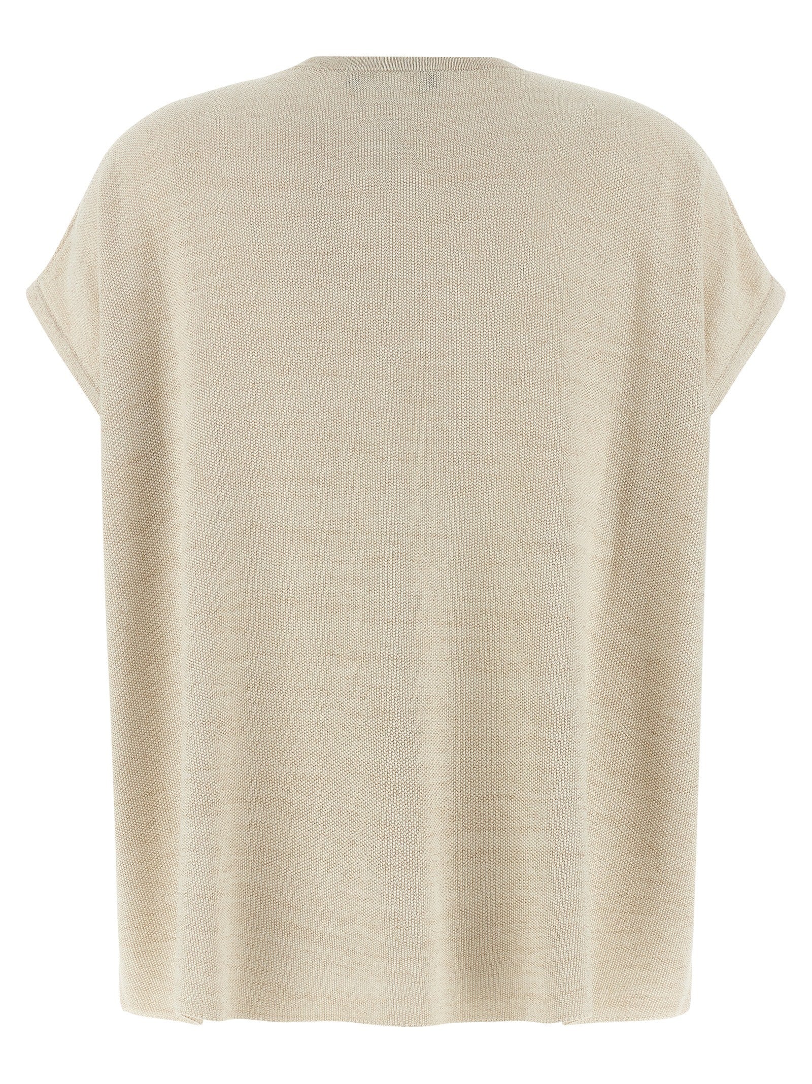 Cardigan by Fabiana Filippi for women in viscose polyester cotton gold showcases a captivating silhouette, artfully detailed with a captivating and v-neck neckline for a truly sophisticated captivating look.