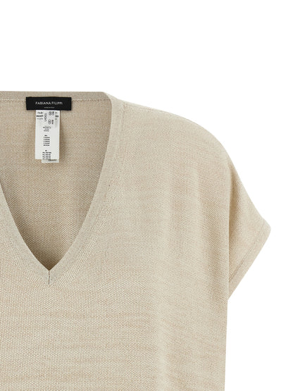 Cardigan by Fabiana Filippi for women in viscose polyester cotton gold features an impeccable silhouette, showcasing a sophisticated and detail for a truly impeccable finish.