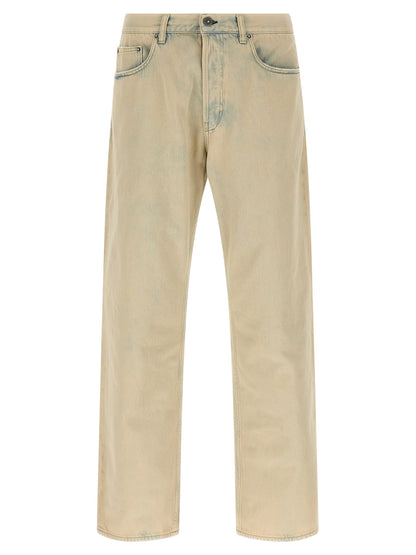 Jeans by Golden Goose for men in denim cotton beige presents a tailored silhouette, showcasing a tailored straight-leg & wide and long cut with a refined for a truly tailored aesthetic.