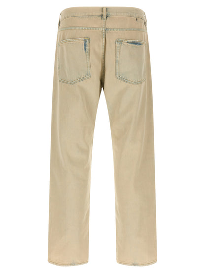 Jeans by Golden Goose for men in denim cotton beige features an sartorial straight-leg & wide and long with a cut for a sartorial finish.