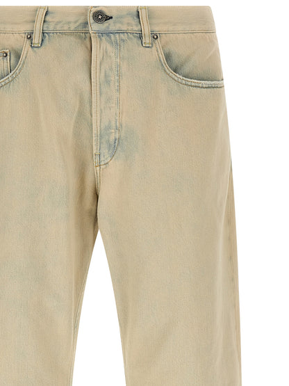 Jeans by Golden Goose for men in denim cotton beige features an sophisticated and straight-leg & wide with a precise long, creating a sophisticated and sophisticated silhouette.