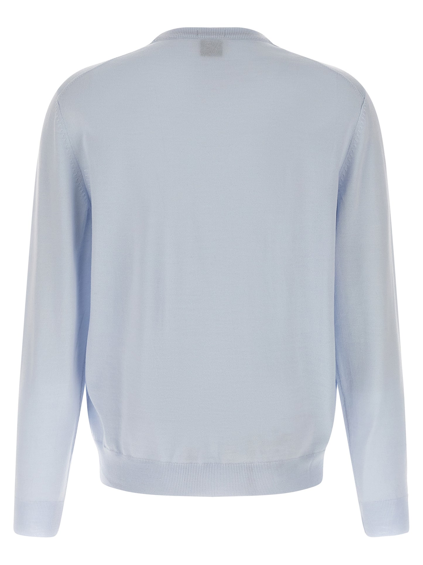 Cardigan by Hugo Boss for men in virgin wool light-blue showcases a captivating silhouette, artfully detailed with a captivating and crew neckline for a truly sophisticated captivating look.