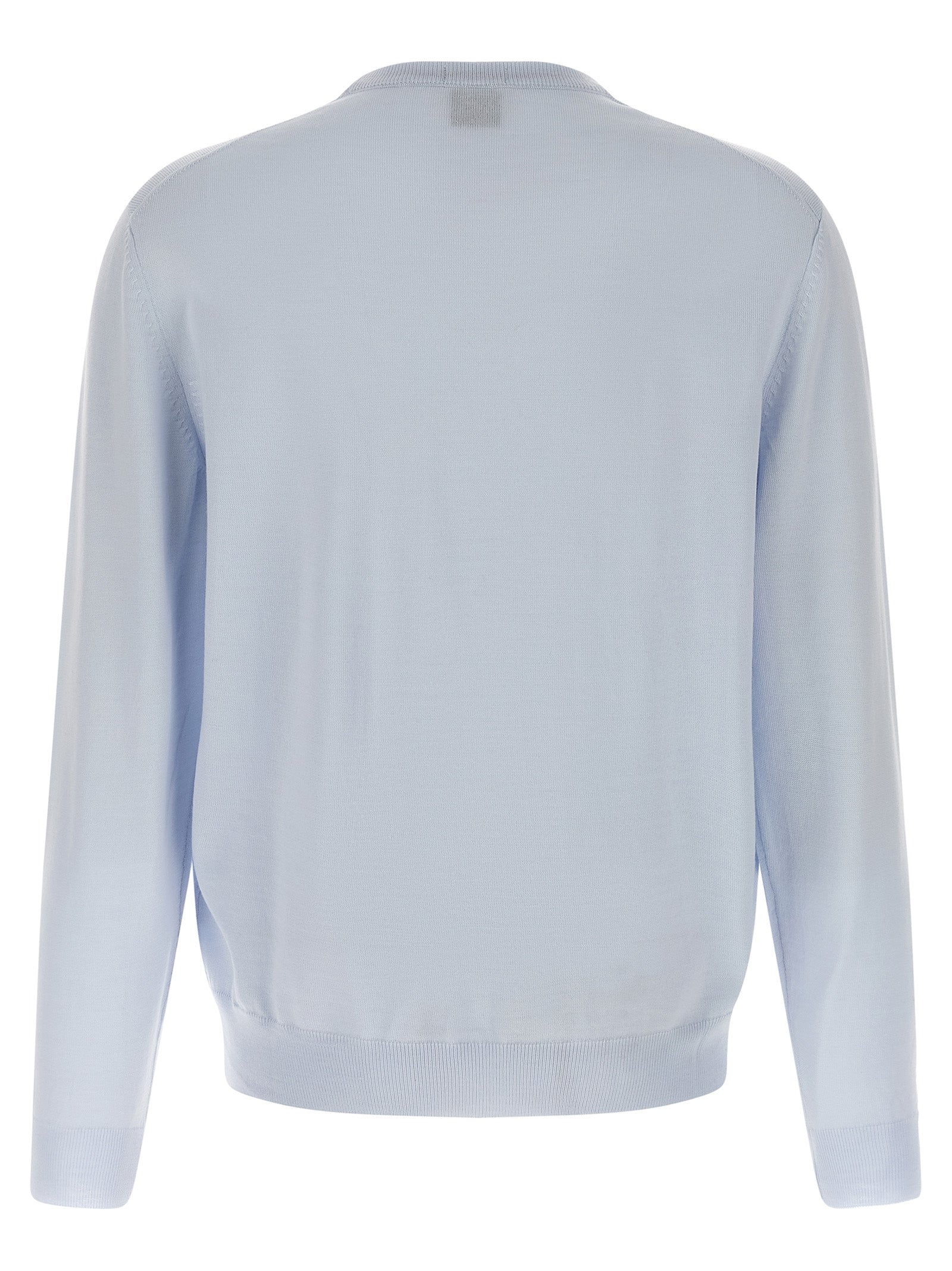 Cardigan by Hugo Boss for men in virgin wool light-blue showcases a captivating silhouette, artfully detailed with a captivating and crew neckline for a truly sophisticated captivating look.