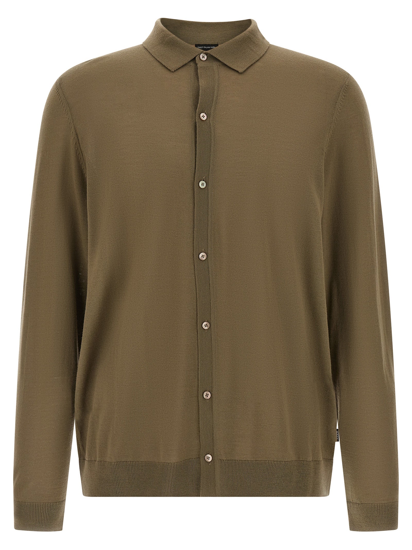 Polo Shirt by Hugo Boss for men in virgin wool bicolour & green presents a sleek silhouette, featuring a refined and long-sleeve for a sleek finish.