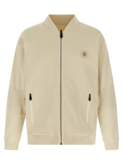 Bomber Jacket by Hugo Boss for men in polyamide beige showcases a bohemian silhouette, artfully detailed with a bohemian and signature pockets for a truly bohemian finish.