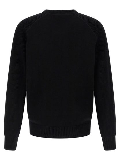 Cardigan by Hugo Boss for men in virgin wool black presents a textural silhouette, artfully finished with a textural crew neckline and for a sophisticated, textural look.