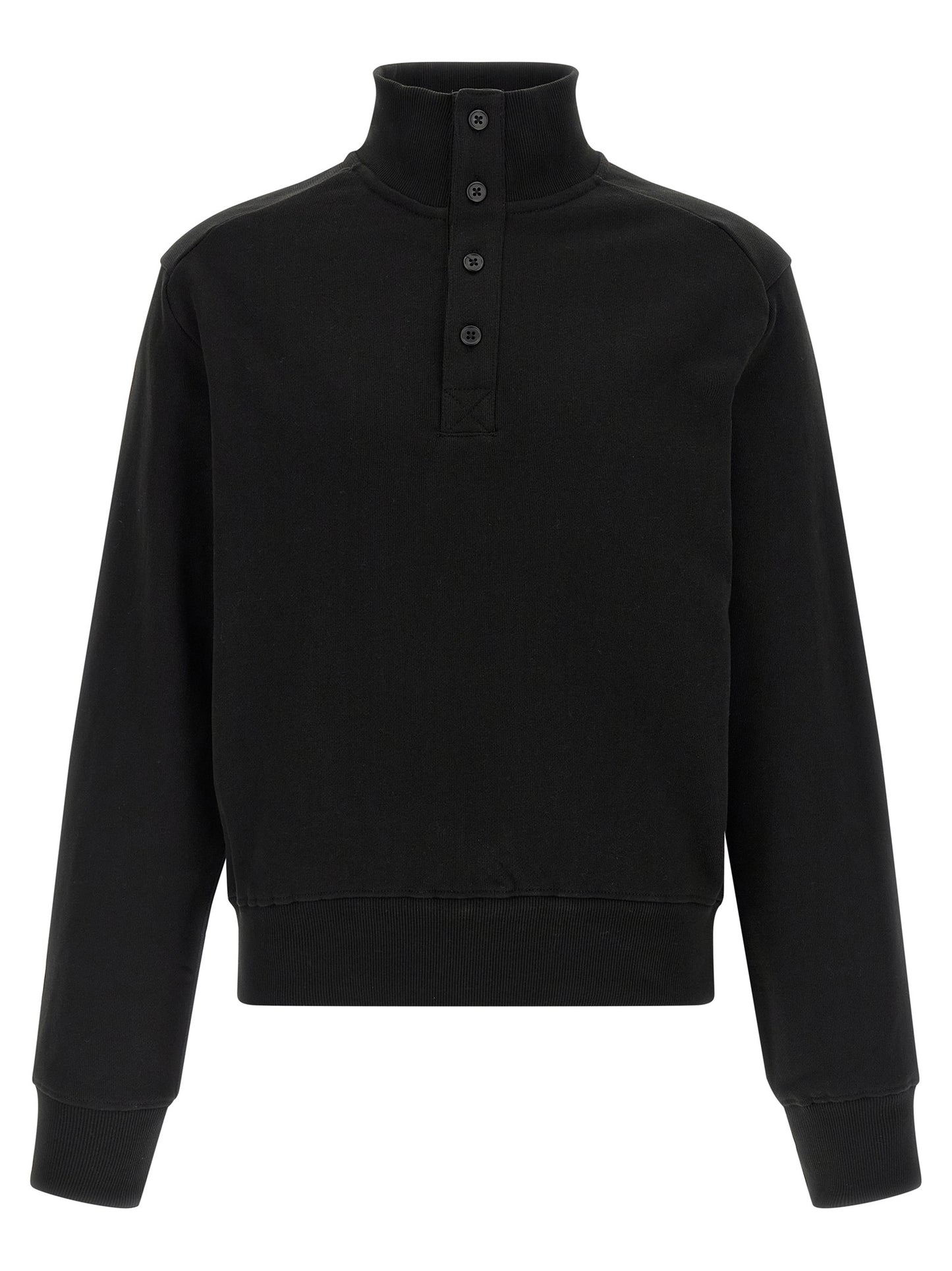 Cardigan by Entire Studios for men in cotton black features an crisp silhouette, showcasing a sophisticated high-neck neckline and long-sleeve detail for a truly crisp finish.