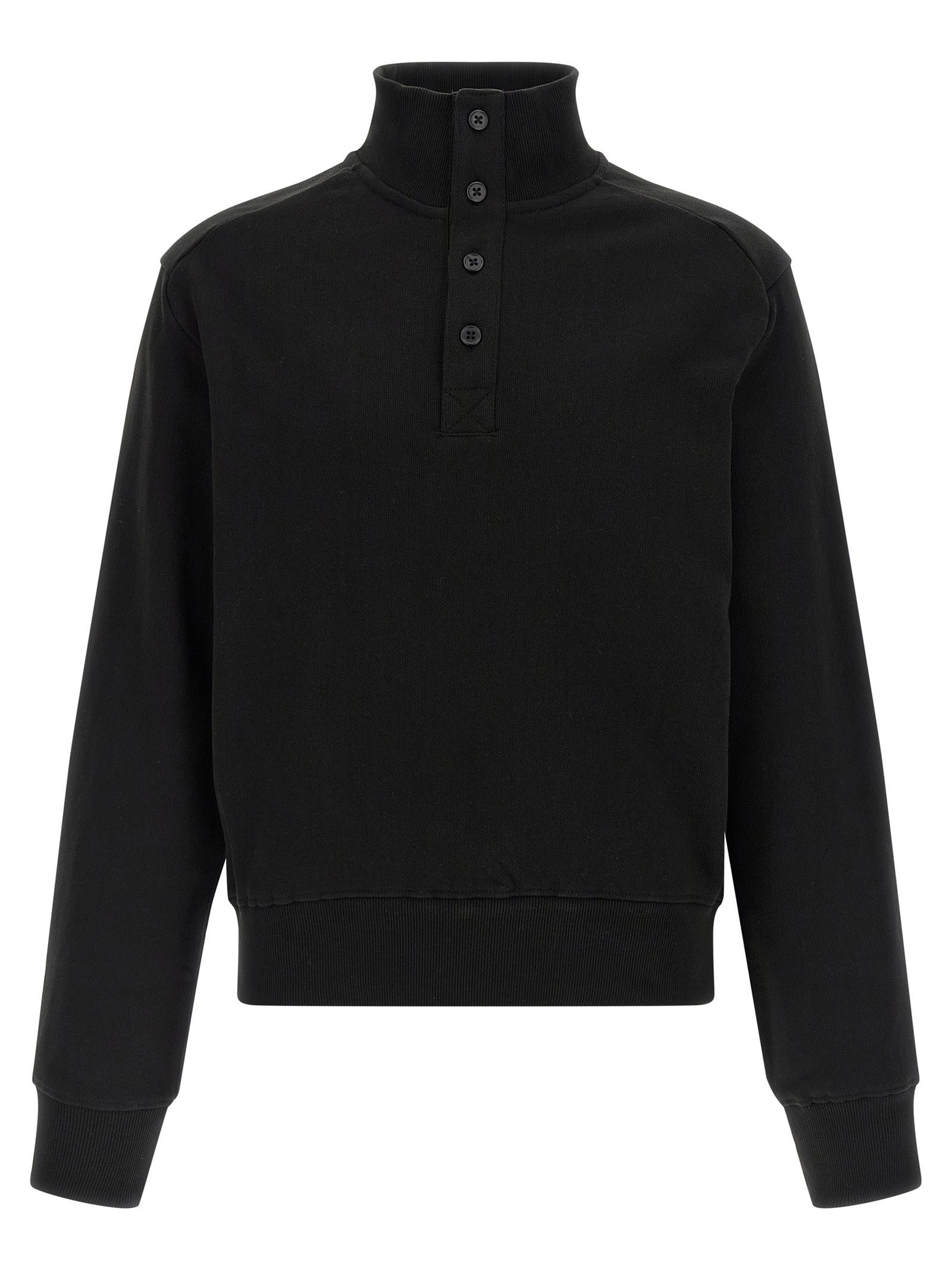 Cardigan by Entire Studios for men in cotton black features an crisp silhouette, showcasing a sophisticated high-neck neckline and long-sleeve detail for a truly crisp finish.