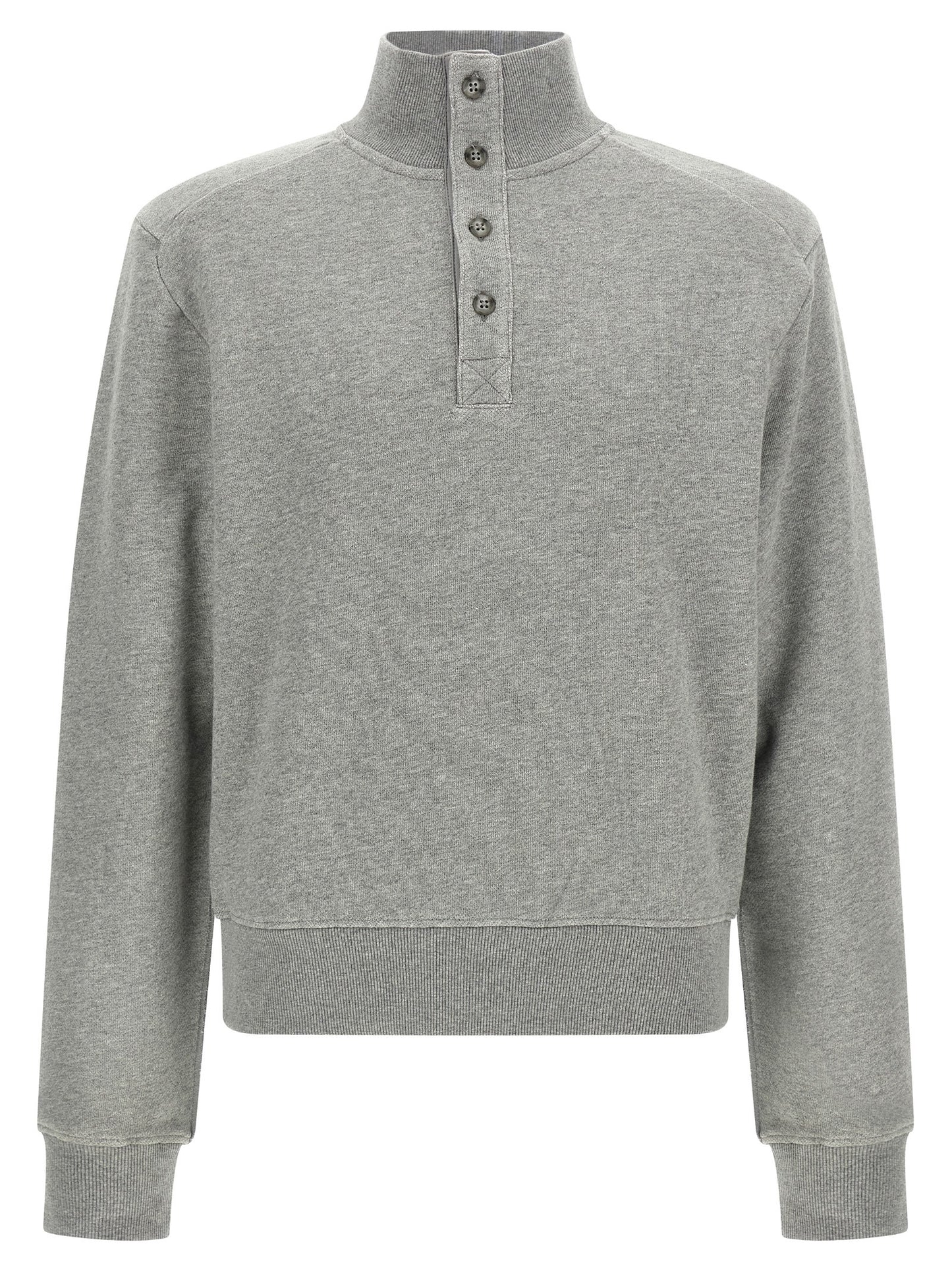 Cardigan by Entire Studios for men in cotton gray features a dramatic silhouette, showcasing a sophisticated high-neck neckline and dramatic long-sleeve detail for a timeless, premium look.