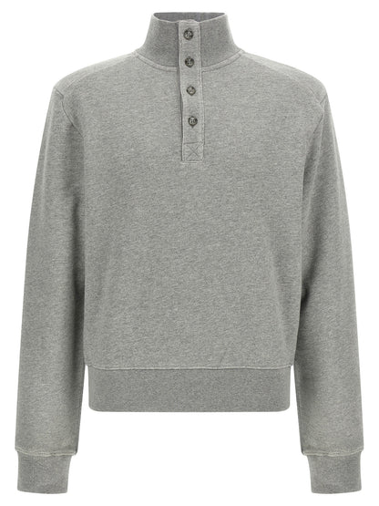 Cardigan by Entire Studios for men in cotton gray features a dramatic silhouette, showcasing a sophisticated high-neck neckline and dramatic long-sleeve detail for a timeless, premium look.