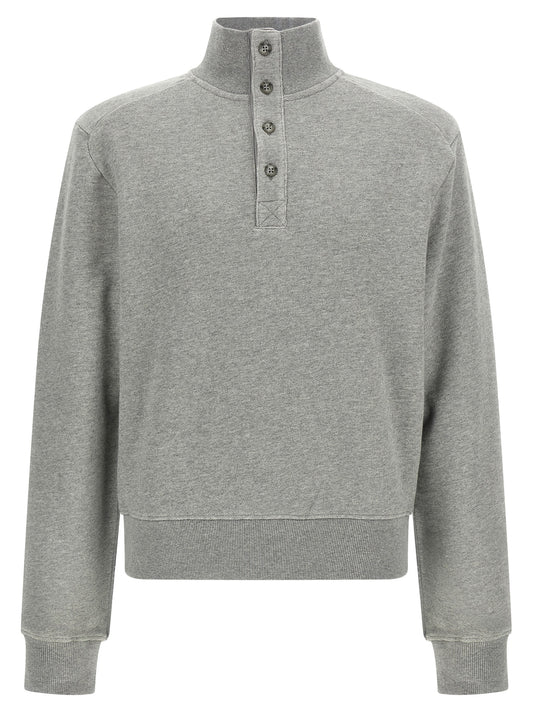 Cardigan by Entire Studios for men in cotton gray features a dramatic silhouette, showcasing a sophisticated high-neck neckline and dramatic long-sleeve detail for a timeless, premium look.