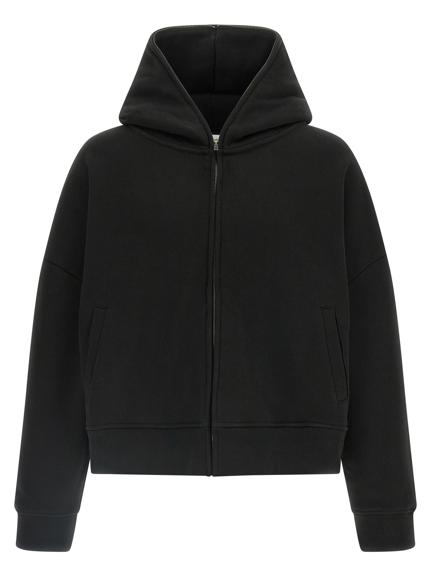 Sweatshirt Hoodie by Entire Studios for men in organic cotton black features an avant-garde silhouette, showcasing a sophisticated hooded neckline and detail for a truly avant-garde finish.