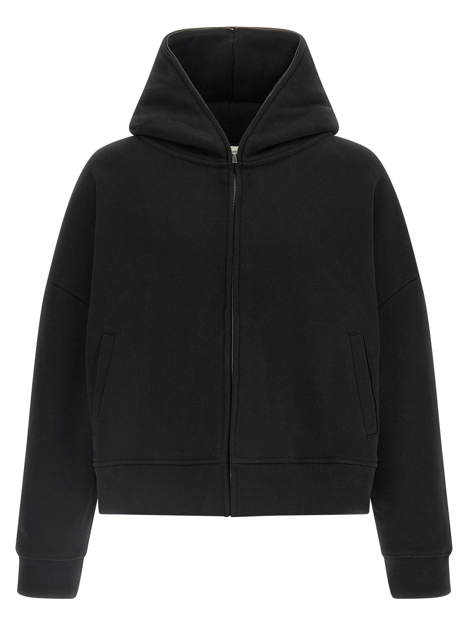 Sweatshirt Hoodie by Entire Studios for men in organic cotton black features an avant-garde silhouette, showcasing a sophisticated hooded neckline and detail for a truly avant-garde finish.