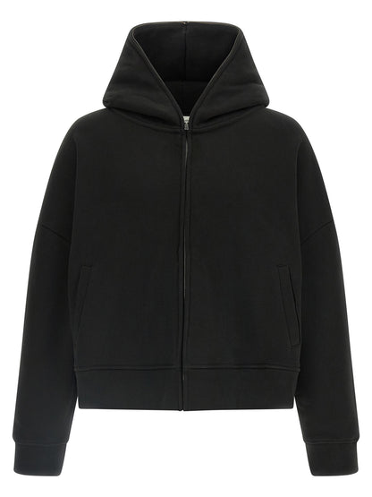 Sweatshirt Hoodie by Entire Studios for men in organic cotton black features an avant-garde silhouette, showcasing a sophisticated hooded neckline and detail for a truly avant-garde finish.