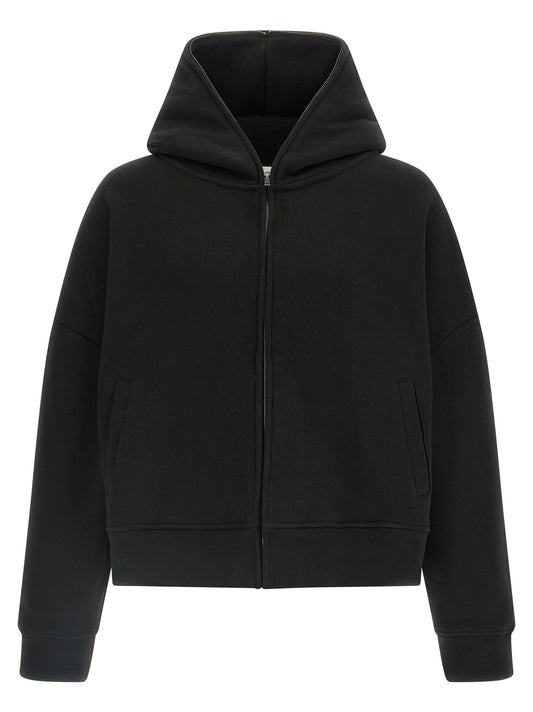 Sweatshirt Hoodie by Entire Studios for men in organic cotton black features an avant-garde silhouette, showcasing a sophisticated hooded neckline and detail for a truly avant-garde finish.