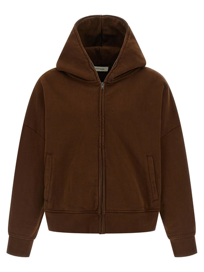 Sweatshirt Hoodie by Entire Studios for men in organic cotton brown features an dramatic silhouette, showcasing a sophisticated hooded neckline and dramatic long-sleeve for a refined, modern aesthetic.