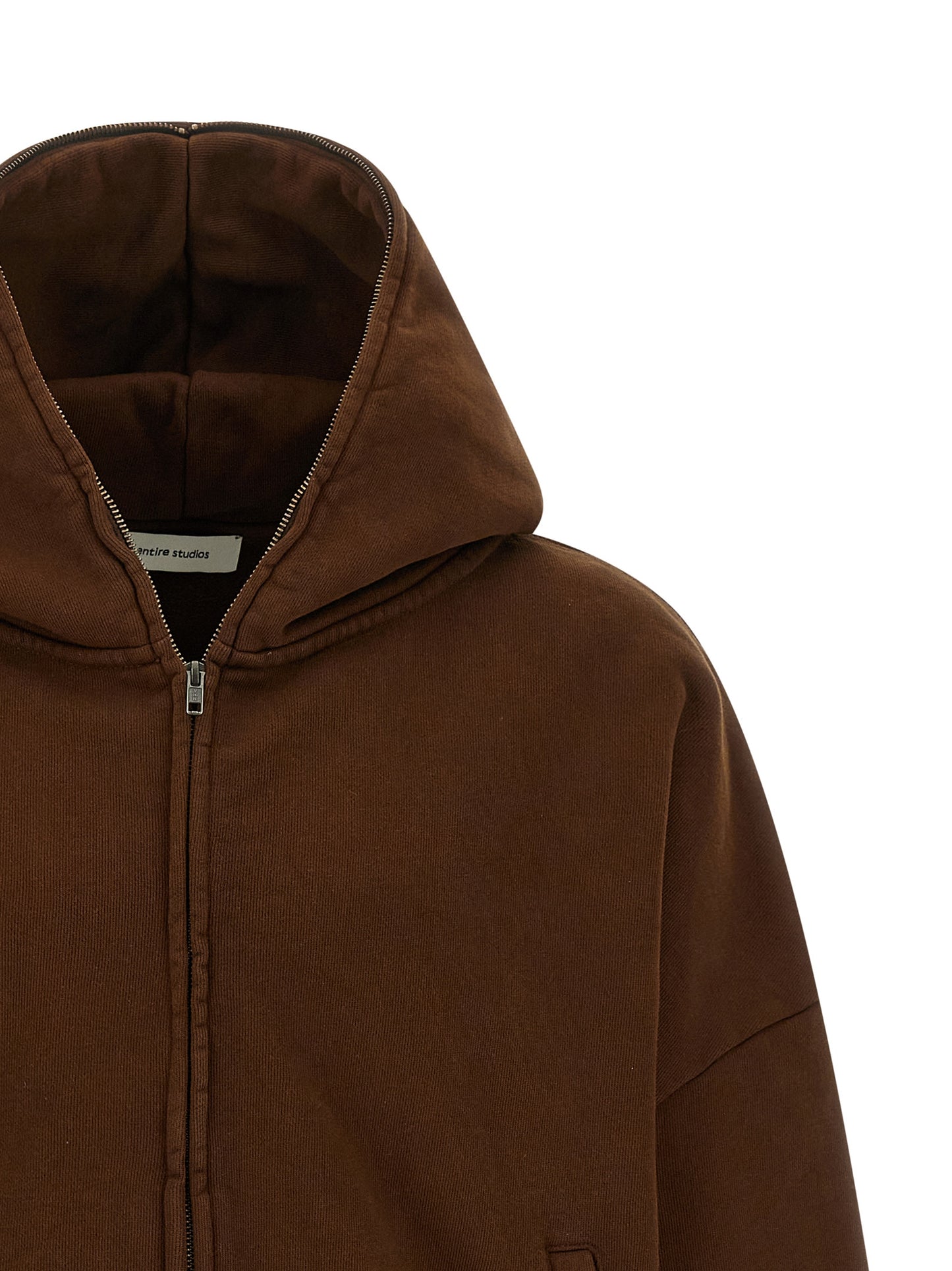 Sweatshirt Hoodie by Entire Studios for men in organic cotton brown features an dramatic silhouette, showcasing a sophisticated hooded neckline and dramatic for a refined, modern aesthetic.