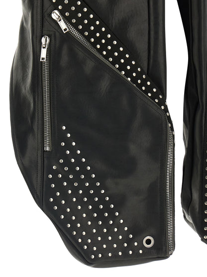 Vest by Rick Owens for men in bos taurus bull leather black & natural features an contemporary silhouette, showcasing refined pockets and a contemporary for a sophisticated layered look.