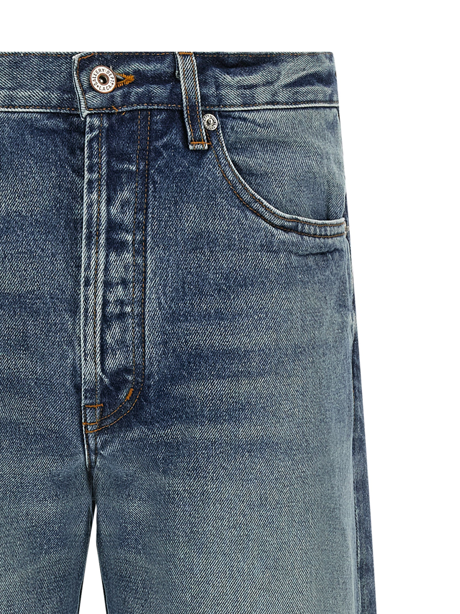 Jeans by GALLERY DEPT. for men in cotton denim blue presents a refined pantology silhouette, artfully defined by a refined pantology straight-leg & wide, long, and a sophisticated .