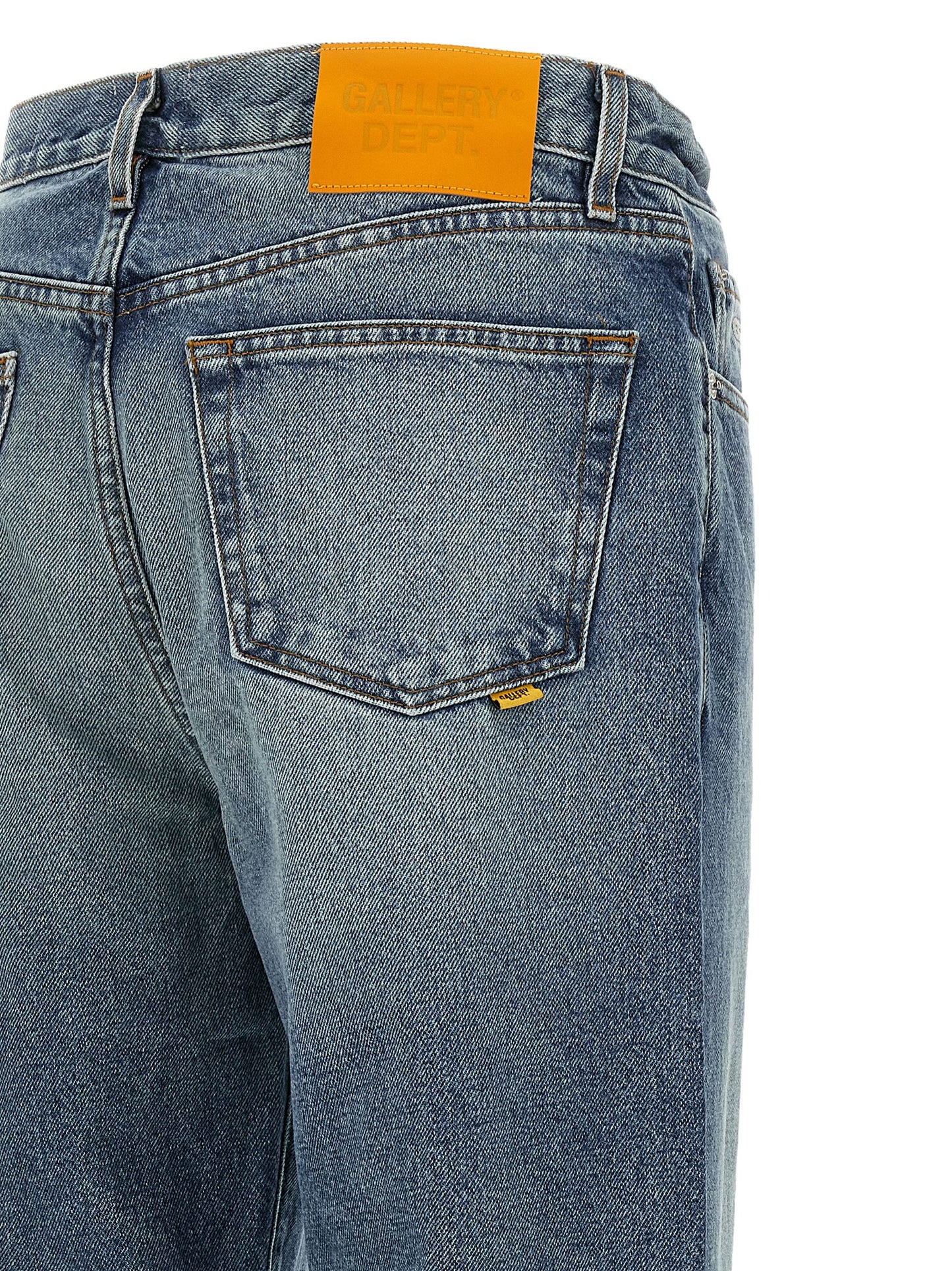 Jeans by GALLERY DEPT. for men in cotton denim blue features a polished silhouette with a polished straight-leg & wide, reaching a polished long and finished with a polished .