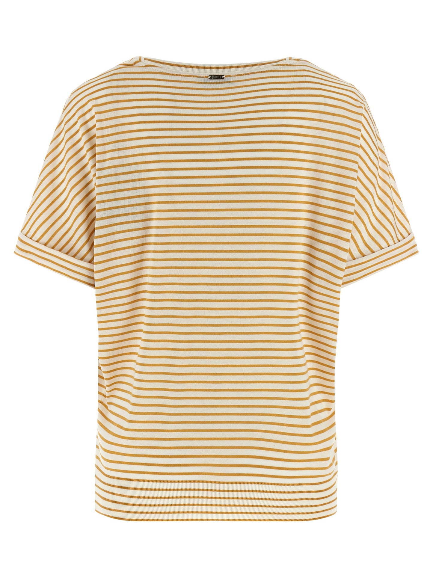 T-Shirt by Herno for women in lyocell & cotton bicolour, yellow & striped features an on trend silhouette, perfectly showcasing a on trend and round neckline for an elevated aesthetic.