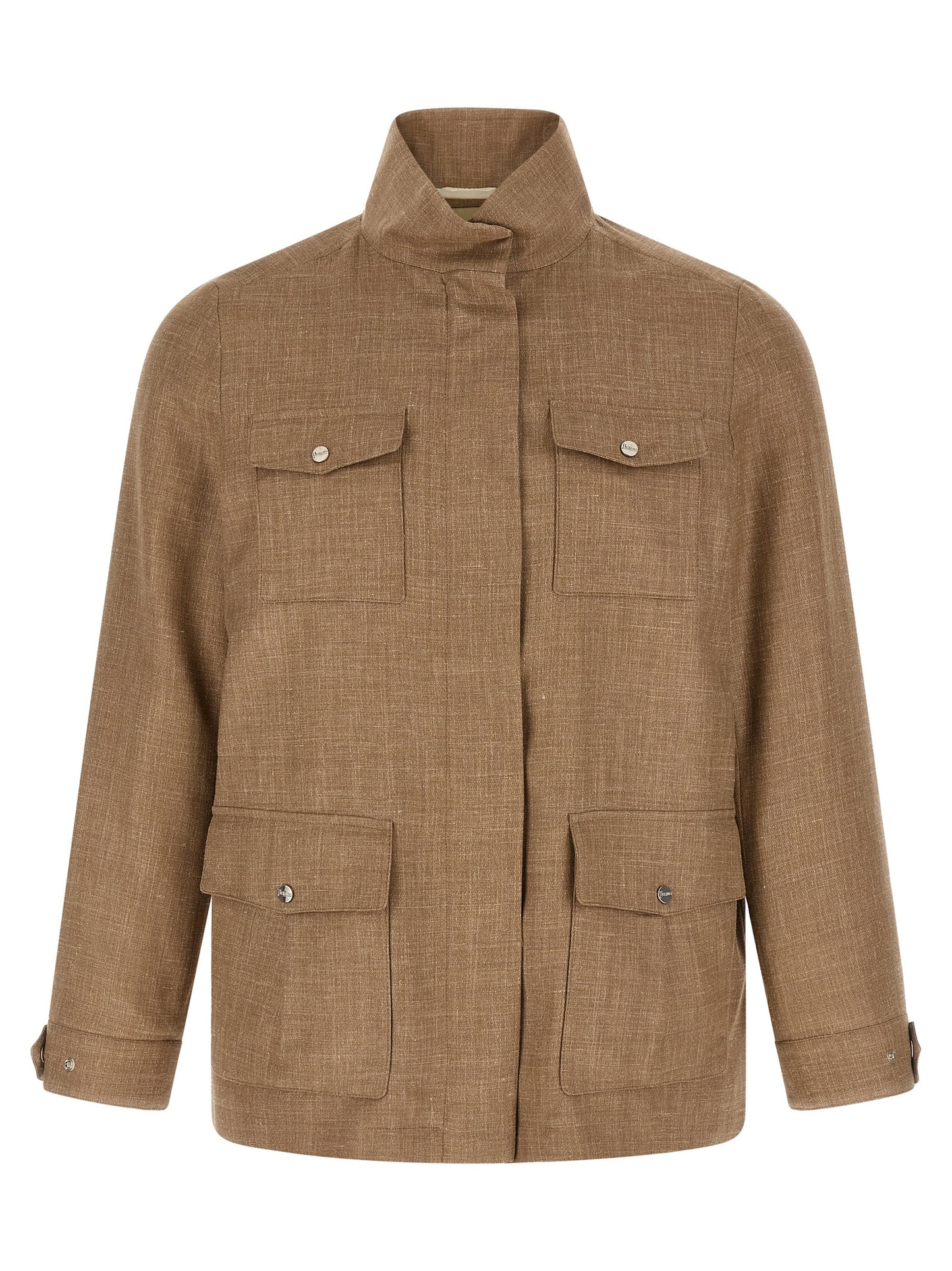 Herno Women's Polyamide Polyester Linen & Wool Overcoat - Beige