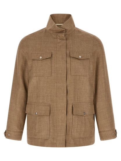 Herno Women's Polyamide Polyester Linen & Wool Overcoat - Beige