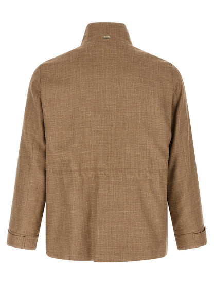 Herno Women's Polyamide Polyester Linen & Wool Overcoat - Beige