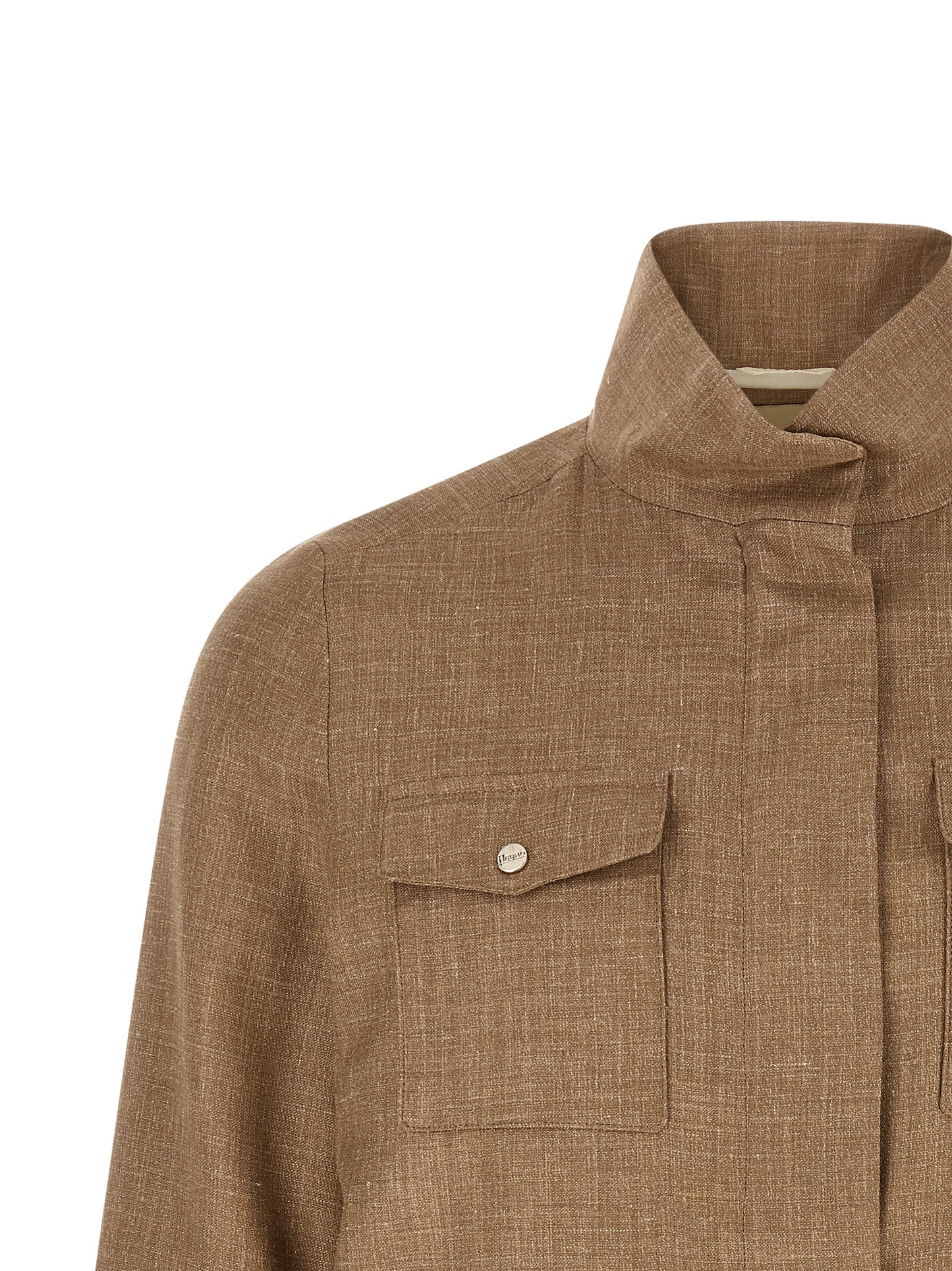 Herno Women's Polyamide Polyester Linen & Wool Overcoat - Beige