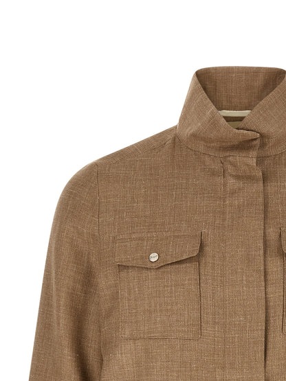 Herno Women's Polyamide Polyester Linen & Wool Overcoat - Beige