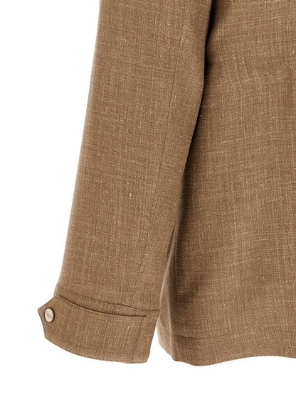 Herno Women's Polyamide Polyester Linen & Wool Overcoat - Beige
