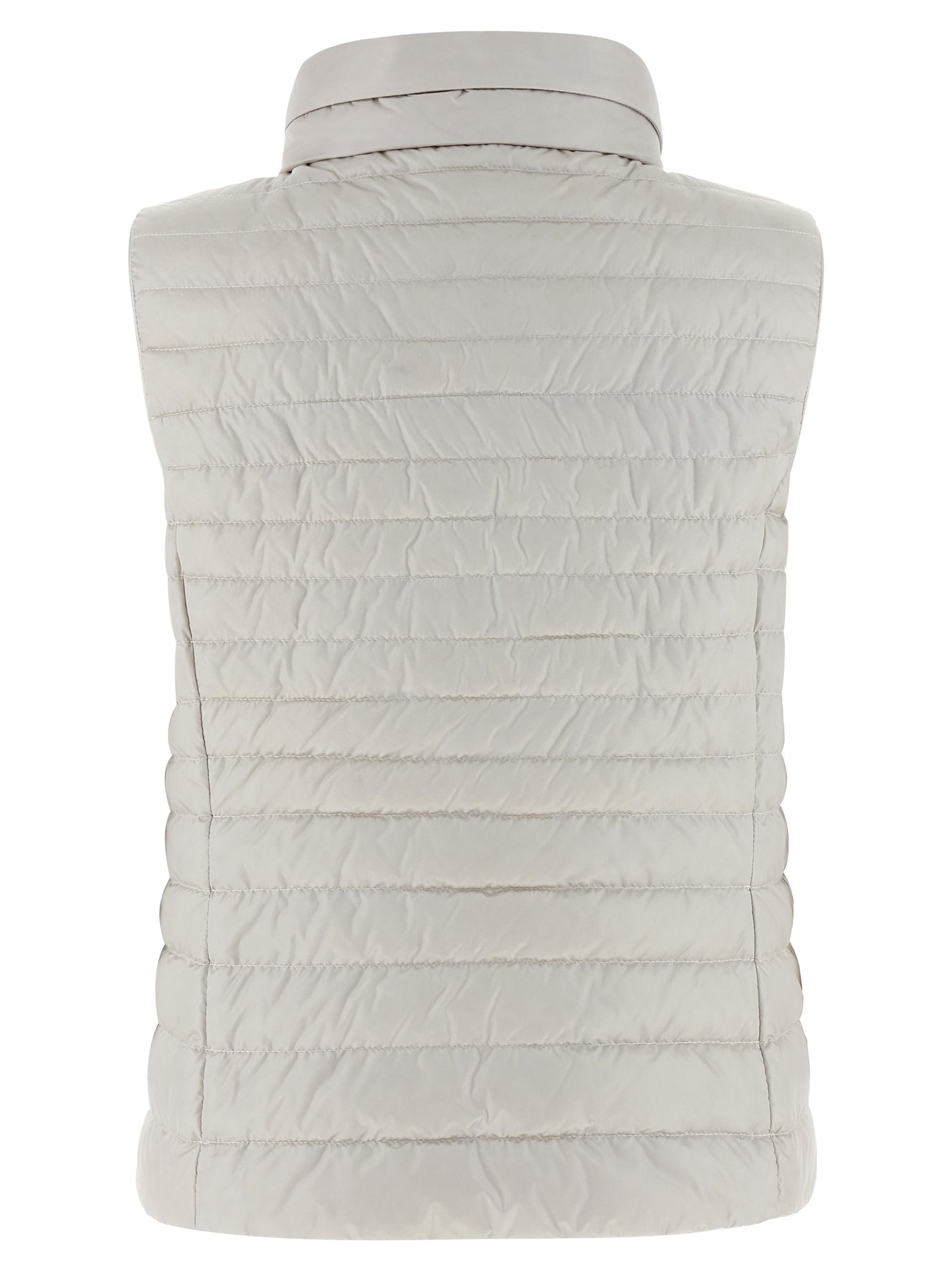 Hooded Vest by MooRER for women in polyester beige features a enviable silhouette, elegantly detailed with a enviable hooded neckline and functional pockets & hooded for a enviable finish.
