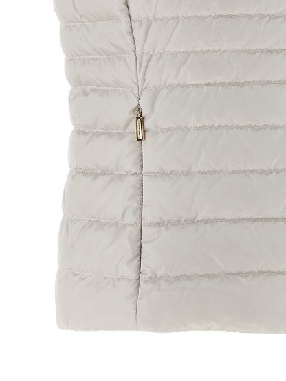 Hooded Vest by MooRER for women in polyester beige features an on trend silhouette, showcasing a sophisticated and premium pockets & hooded for a truly on trend finish.