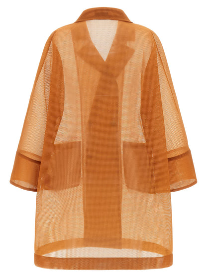 Herno Women's Lightweight Double Breasted Polyester Overcoat - Horn Orange