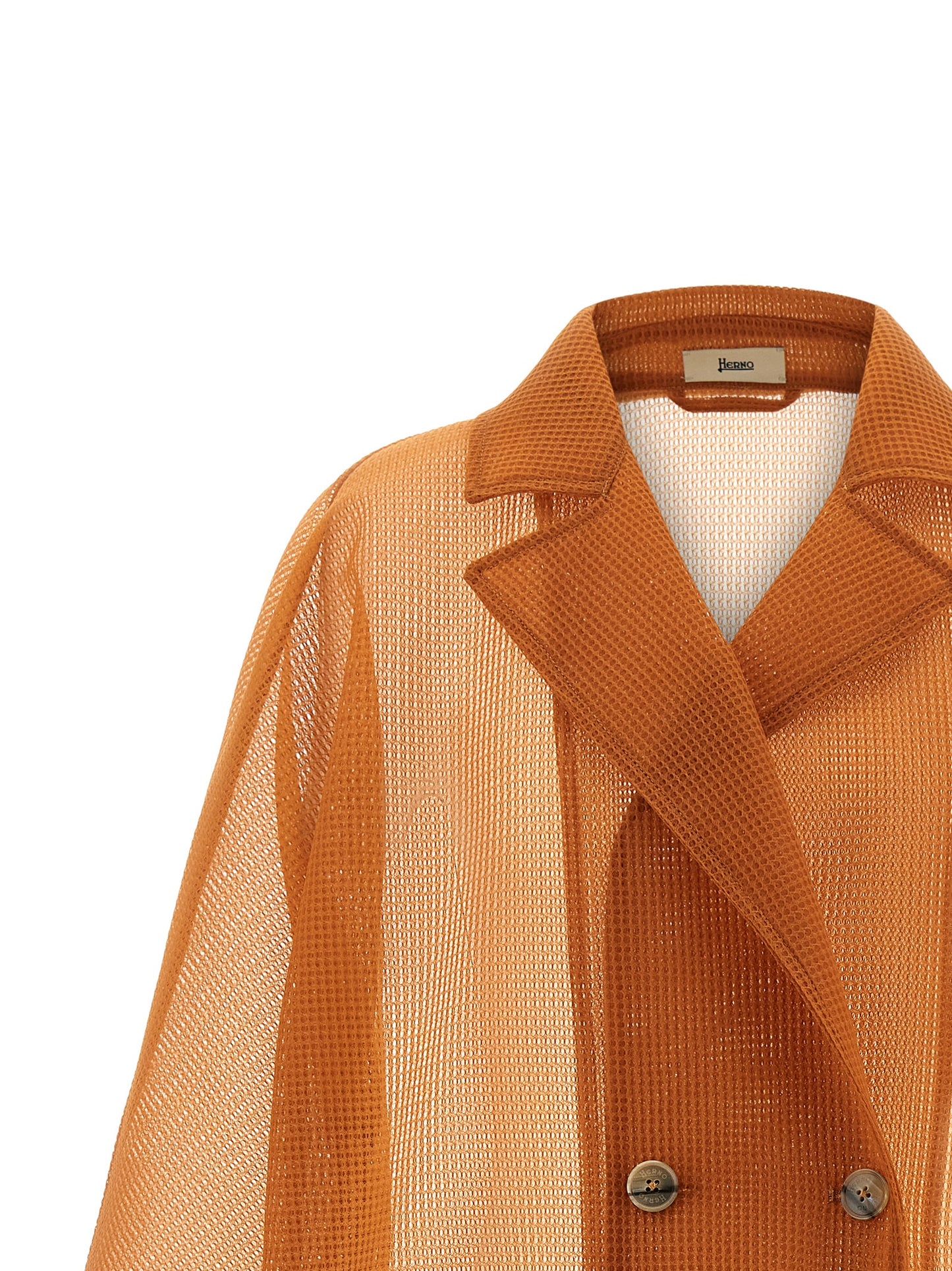 Herno Women's Lightweight Double Breasted Polyester Overcoat - Horn Orange