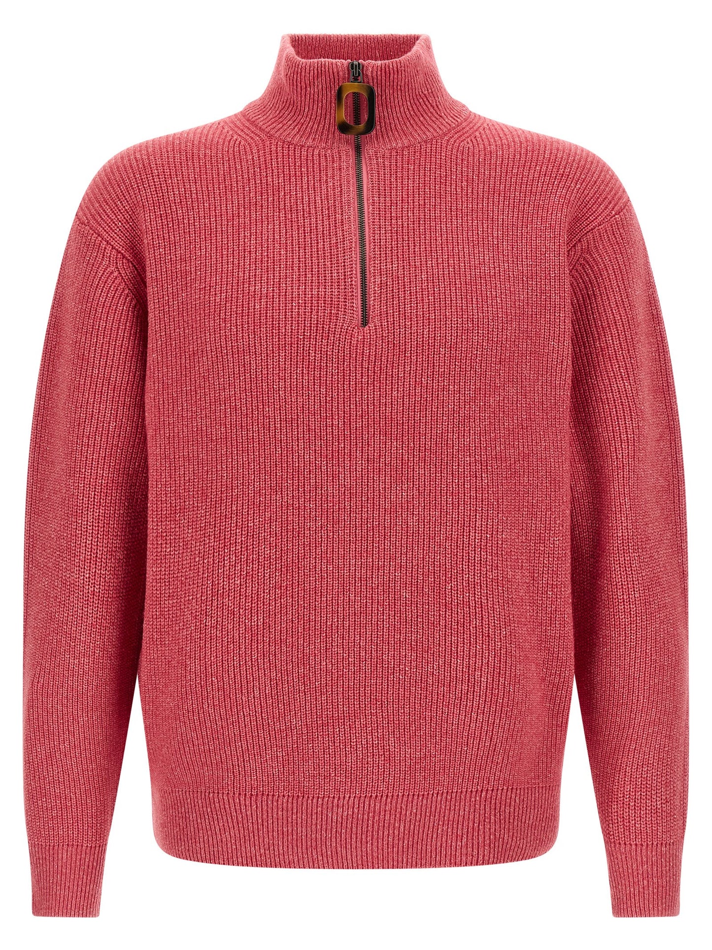 Cardigan by J.W.Anderson for men in cotton & wool horn, multicolor & pink features a dramatic silhouette, showcasing a sophisticated high-neck neckline and dramatic detail for a timeless, premium look.