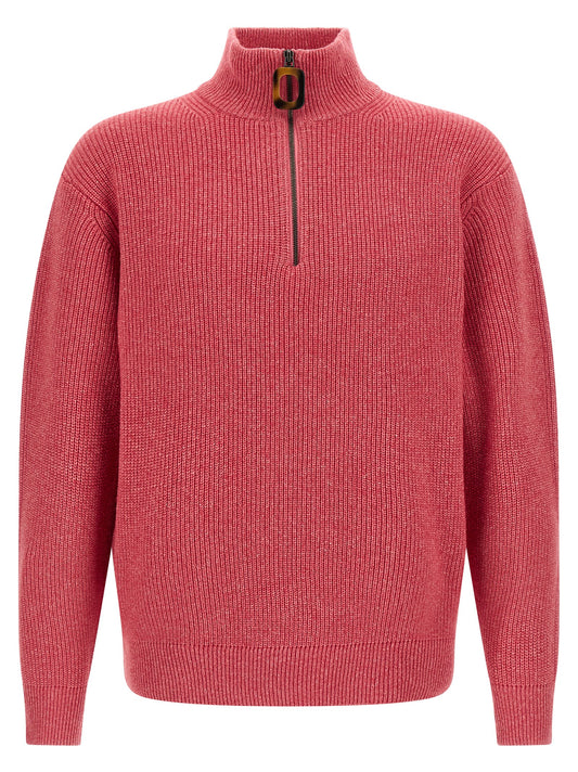 Cardigan by J.W.Anderson for men in cotton & wool horn, multicolor & pink features a dramatic silhouette, showcasing a sophisticated high-neck neckline and dramatic detail for a timeless, premium look.