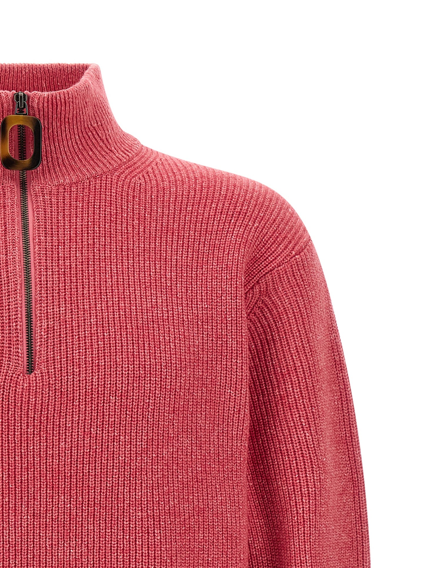Cardigan by J.W.Anderson for men in cotton & wool horn, multicolor & pink features a nuanced silhouette with a refined high-neck neckline and nuanced detailing for a sophisticated look.