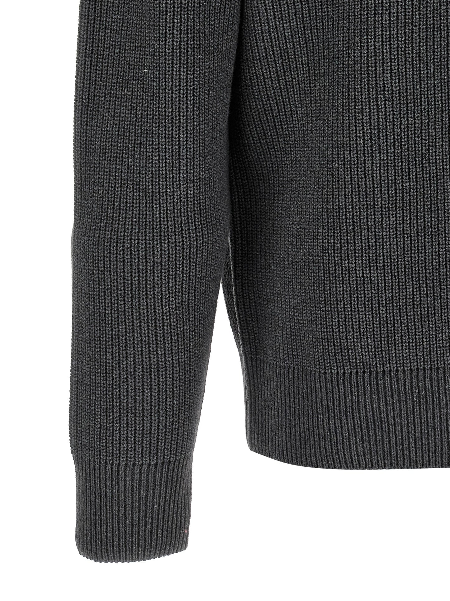 Cardigan by J.W.Anderson for men in cotton & wool gray & horn presents a textural silhouette, artfully finished with a textural high-neck neckline and for a sophisticated, textural look.