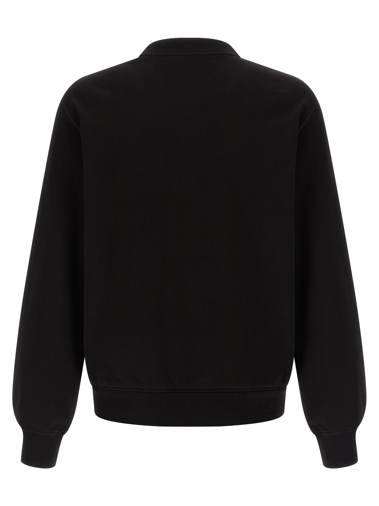 Sweatshirt by Dolce & Gabbana for men in leather & cotton black presents a smart casual silhouette, featuring a smart casual crew neckline and for a sophisticated look.