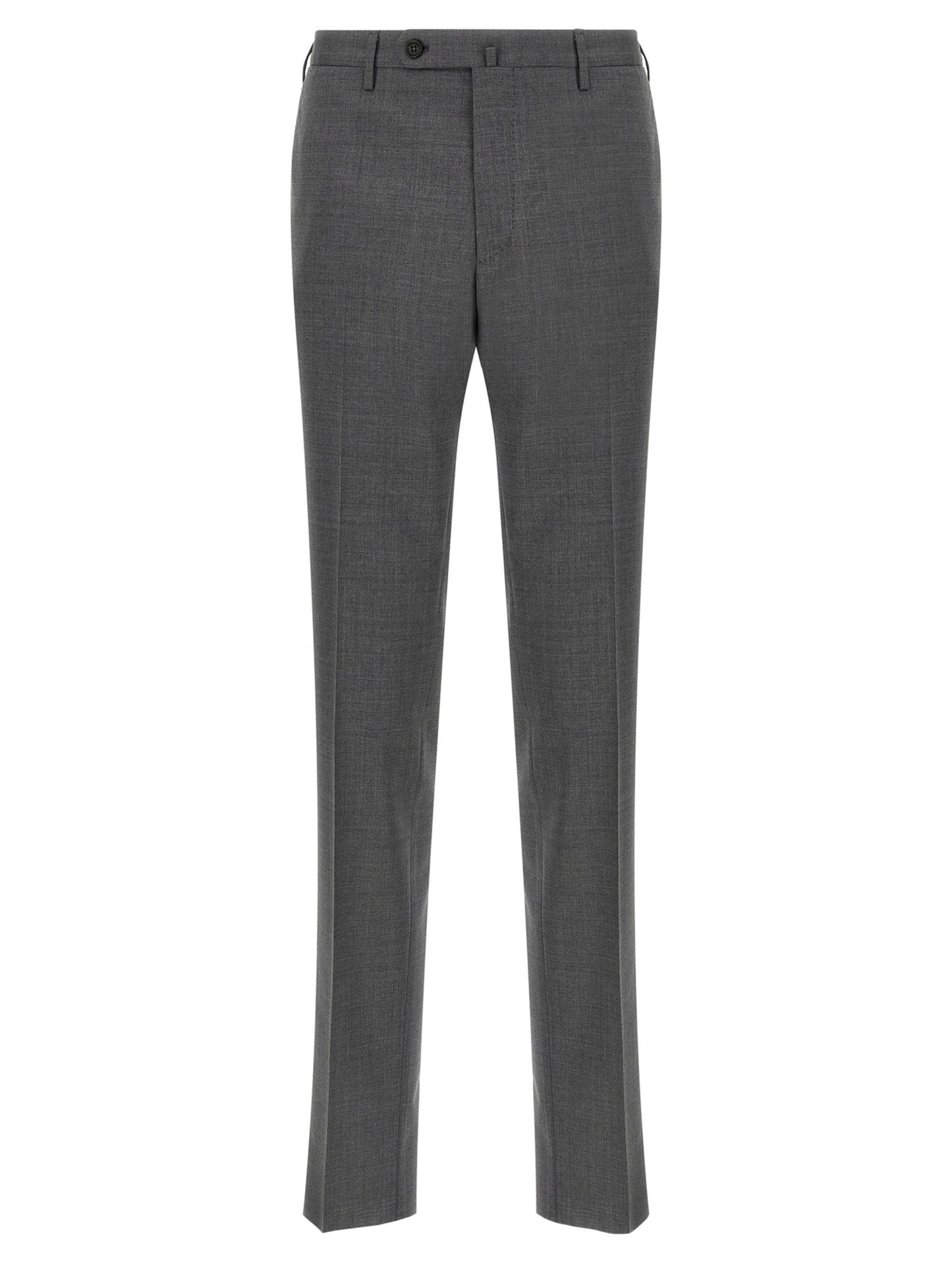 Trousers by Incotex for men in virgin wool gray features a tailored silhouette with a tailored , defined by its long and a sophisticated .