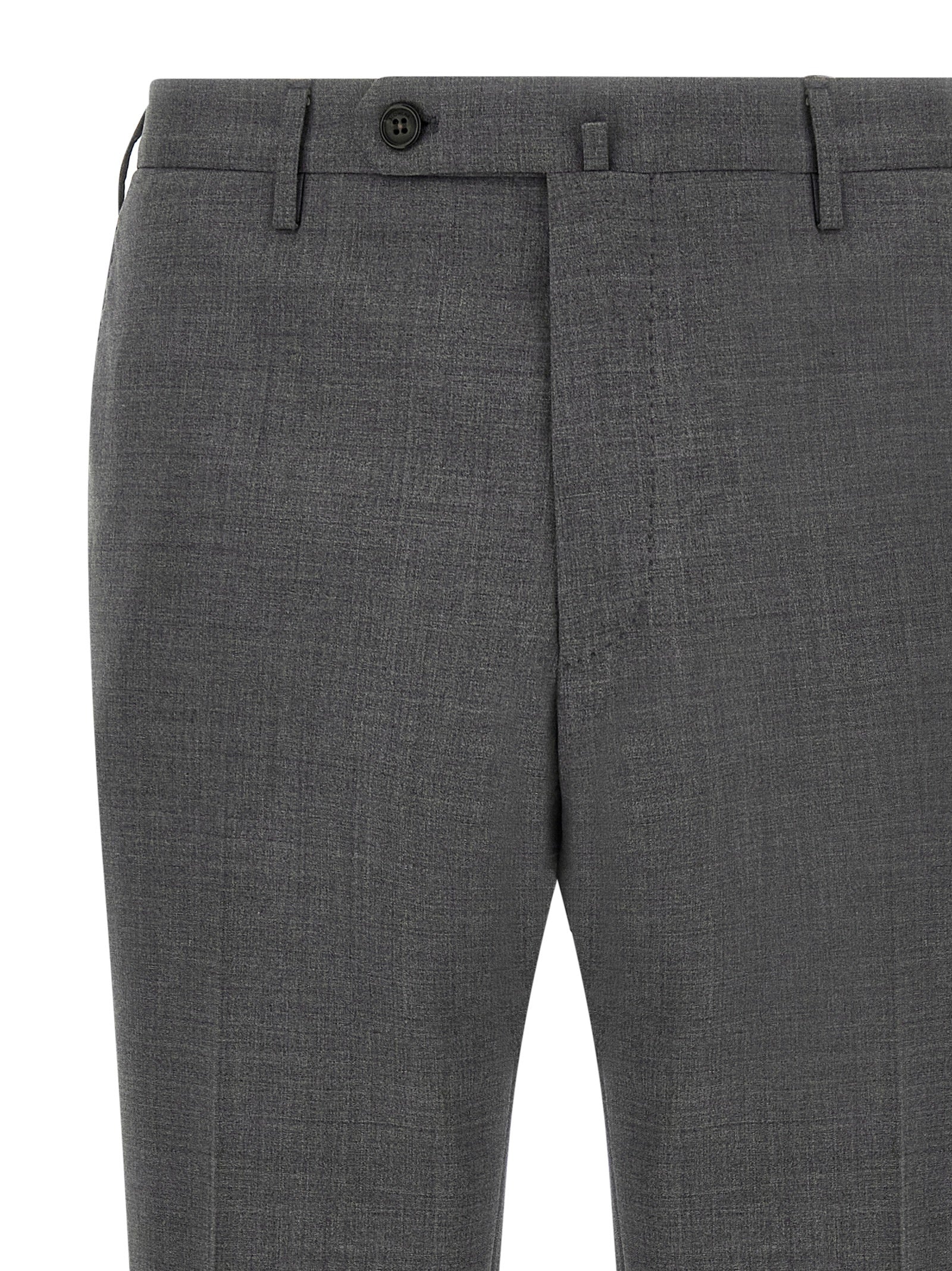 Trousers by Incotex for men in virgin wool gray features a sculptural silhouette, showcasing a sculptural and long with a sophisticated for a sculptural finish.