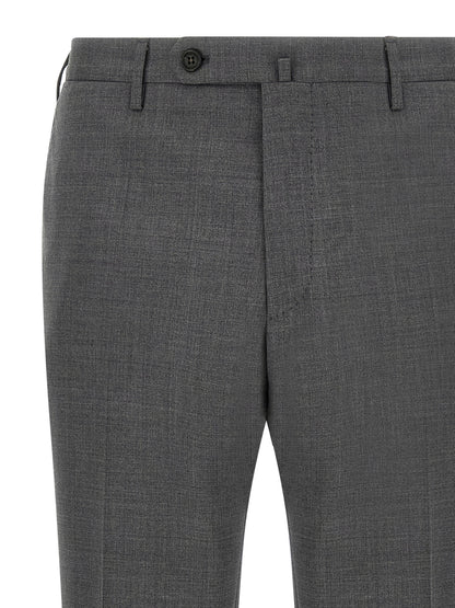 Trousers by Incotex for men in virgin wool gray features a sculptural silhouette, showcasing a sculptural and long with a sophisticated for a sculptural finish.