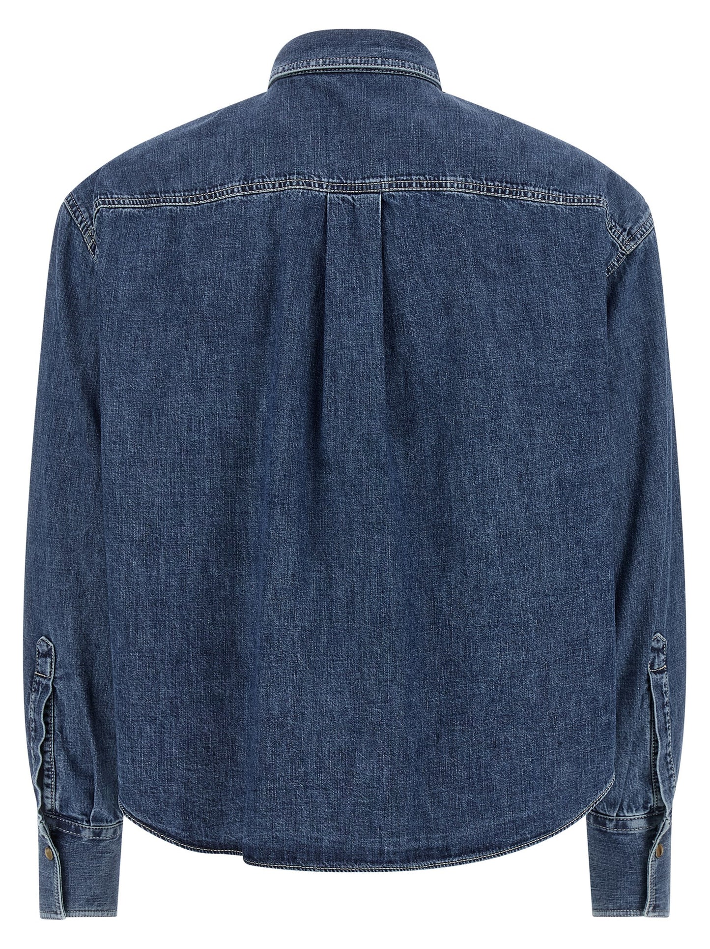 Blouse by Brunello Cucinelli for women in denim cotton blue showcases a sleek silhouette, elegantly detailed with a sleek and for a sleek finish.