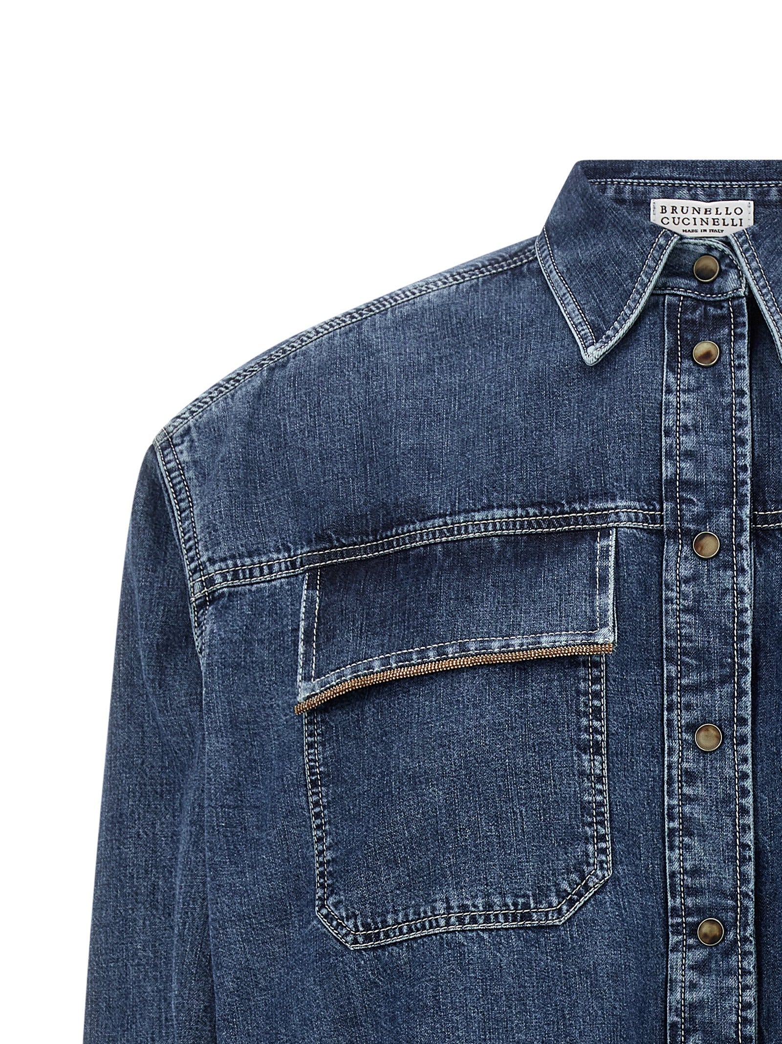 Blouse by Brunello Cucinelli for women in denim cotton blue features an polished silhouette, showcasing a sophisticated and detail for a truly polished finish.