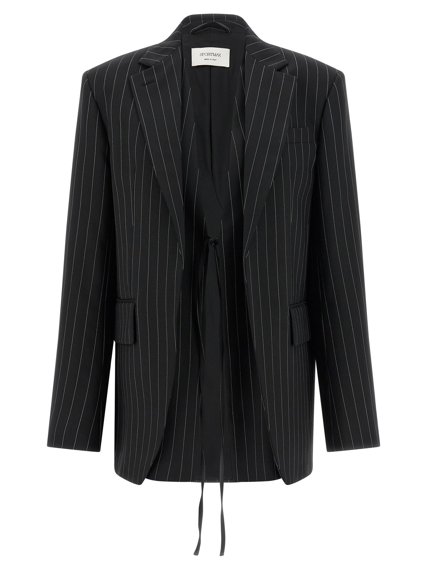 Sportmax Women's Polyester & Wool Blazer - Black Patterned Pinstripe