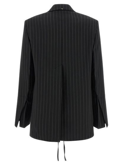 Sportmax Women's Polyester & Wool Blazer - Black Patterned Pinstripe